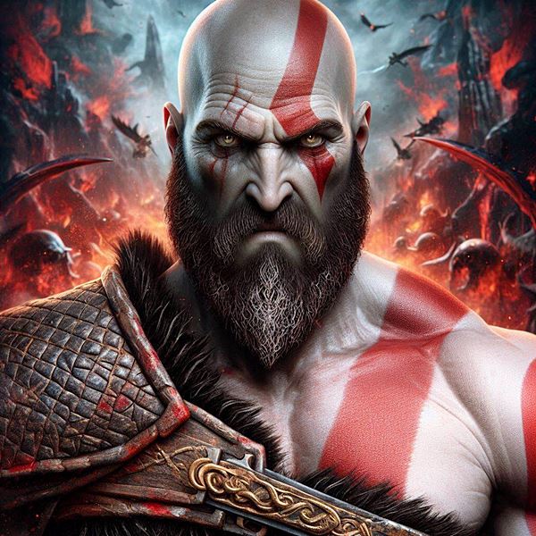 Кратос игра God of War арт картинка