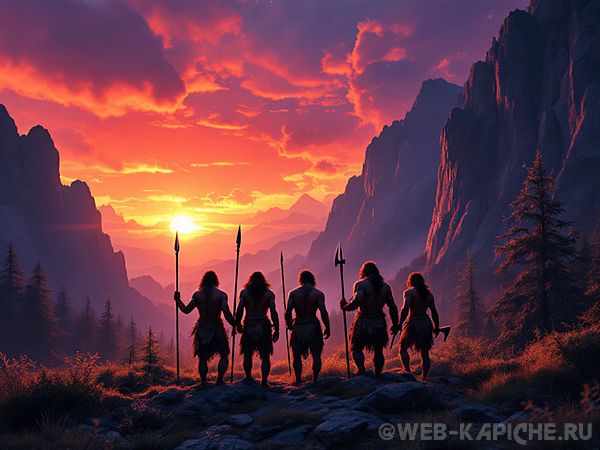 Группа Homo erectus арт рисунок